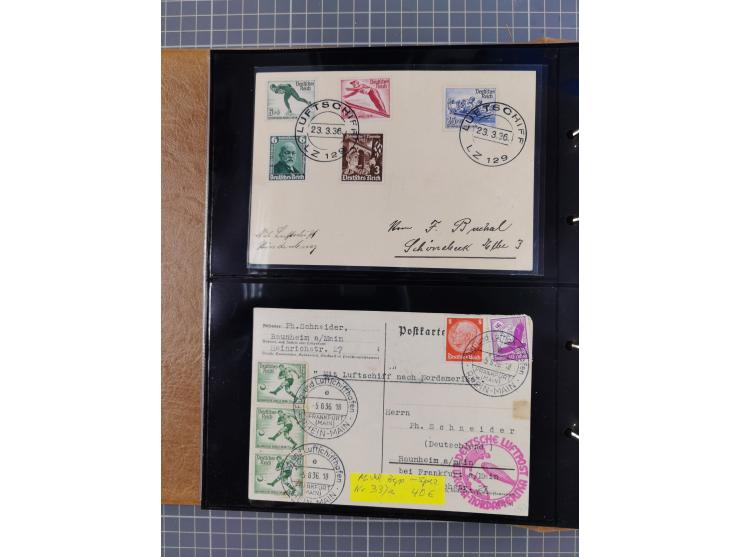 1908/39, umfangreiche Sammlung von 234 Belegen, viel Deutsches Reich (126 St.) mit Zeppelinbriefen/ Karten, Zeppelin-Ansichts