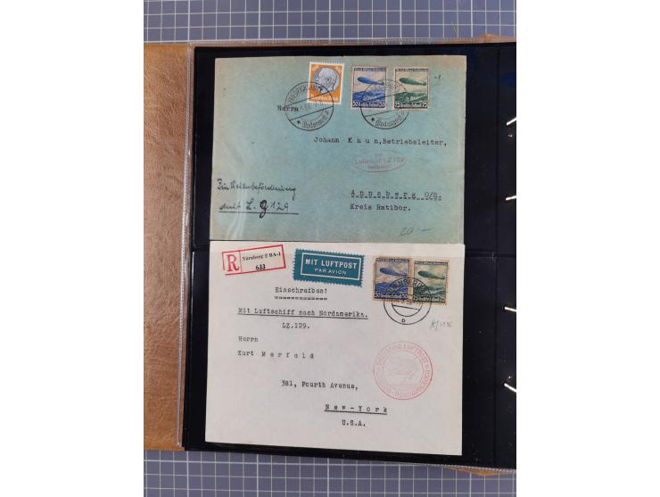 1908/39, umfangreiche Sammlung von 234 Belegen, viel Deutsches Reich (126 St.) mit Zeppelinbriefen/ Karten, Zeppelin-Ansichts
