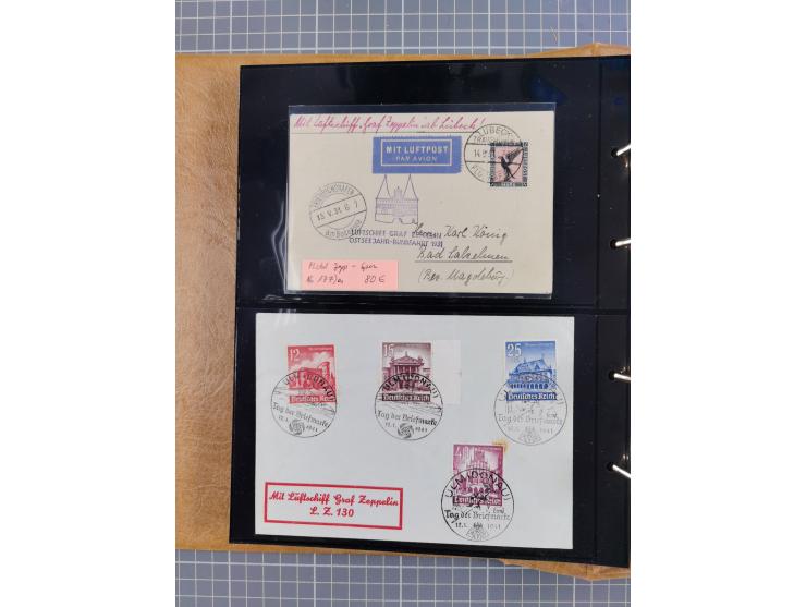 1908/39, umfangreiche Sammlung von 234 Belegen, viel Deutsches Reich (126 St.) mit Zeppelinbriefen/ Karten, Zeppelin-Ansichts