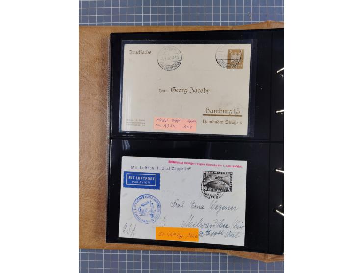 1908/39, umfangreiche Sammlung von 234 Belegen, viel Deutsches Reich (126 St.) mit Zeppelinbriefen/ Karten, Zeppelin-Ansichts