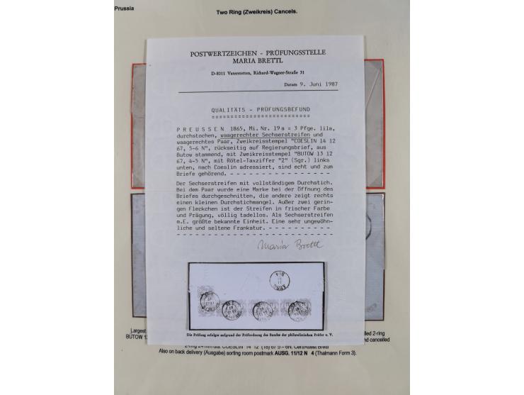 1851/67, kleine Partie mit 7 Briefen und einigen losen Marken, bessere Verwendungen mit Wertbrief und Bahnpoststempel, dabei 