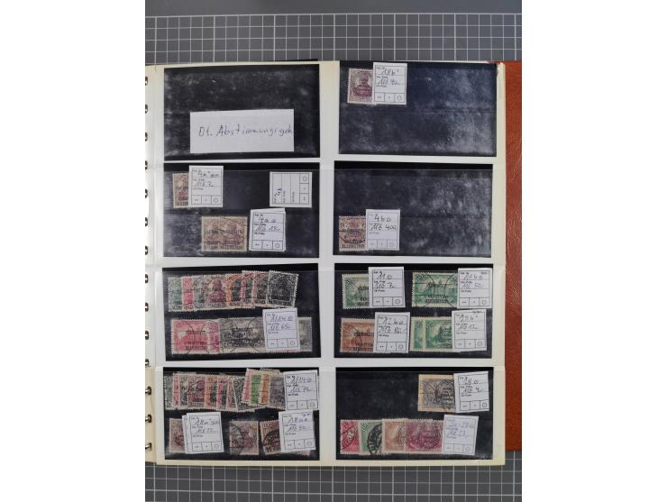 1900/39, Lagerbuch mit meist ungebrauchten/postfrischen Marken auf Steckkarten von D. Kolonien, Besetzung I. WK, Abstimmungsg