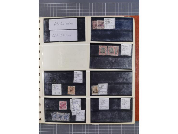 1900/39, Lagerbuch mit meist ungebrauchten/postfrischen Marken auf Steckkarten von D. Kolonien, Besetzung I. WK, Abstimmungsg