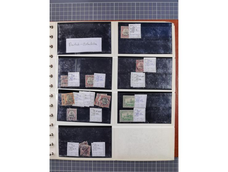 1900/39, Lagerbuch mit meist ungebrauchten/postfrischen Marken auf Steckkarten von D. Kolonien, Besetzung I. WK, Abstimmungsg