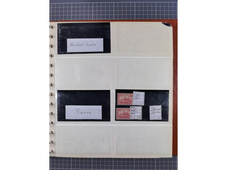 1900/39, Lagerbuch mit meist ungebrauchten/postfrischen Marken auf Steckkarten von D. Kolonien, Besetzung I. WK, Abstimmungsg