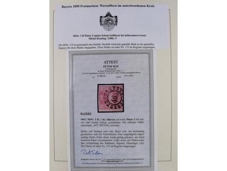 1849/1975, gestempelte Sammlung und 23 Briefe, ab Mi.-Nr. 1IIa breitrandig (FA Sem BPP), ferner 4I im waagerechten Paar, 3II,