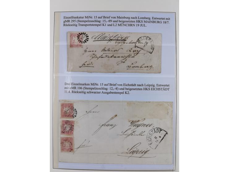 1849/1975, gestempelte Sammlung und 23 Briefe, ab Mi.-Nr. 1IIa breitrandig (FA Sem BPP), ferner 4I im waagerechten Paar, 3II,