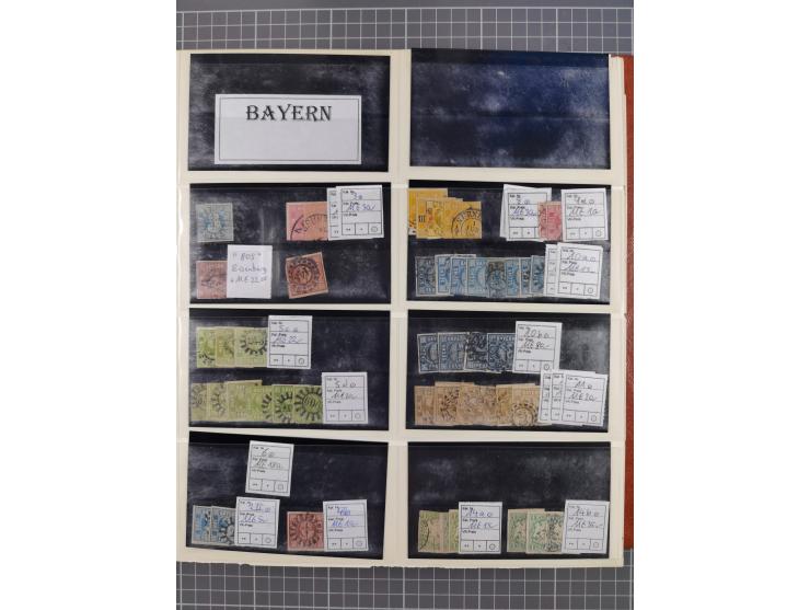 Baden bis Württemberg, meist ungebrauchter und gestempelter Bestand auf kleinen Steckkarten im Album, sauber sortiert in Meng