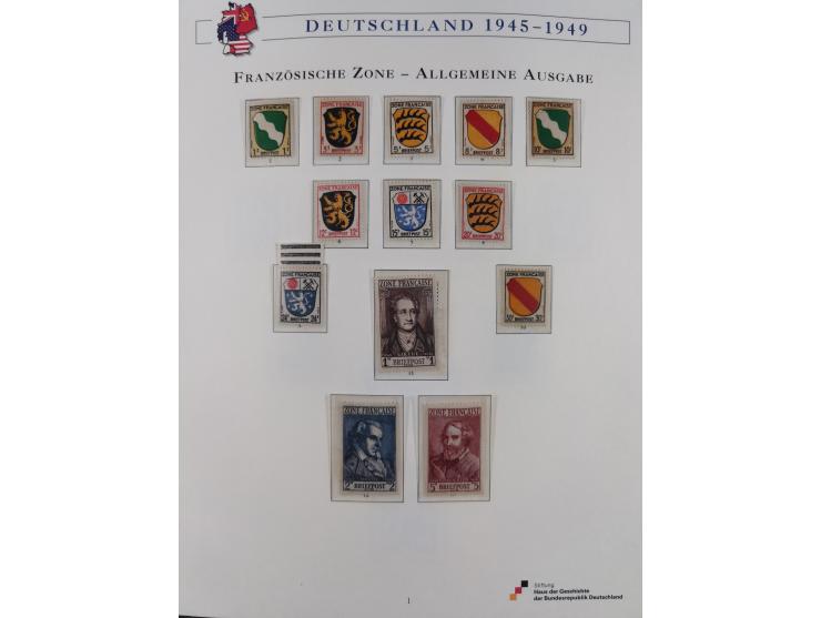 1945/53, ungebrauchte und postfrische Sammlung Zonen mit besseren und kpl. Ausgaben. Dabei u.a. Frz. Zone in den Hauptnummern