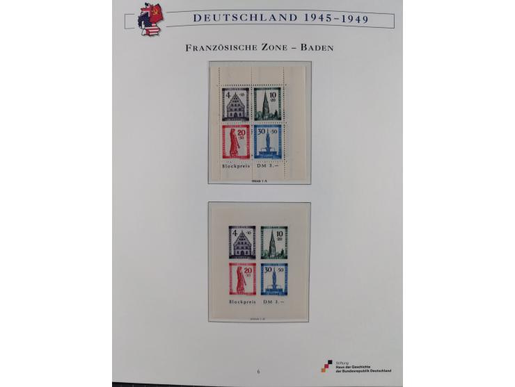 1945/53, ungebrauchte und postfrische Sammlung Zonen mit besseren und kpl. Ausgaben. Dabei u.a. Frz. Zone in den Hauptnummern