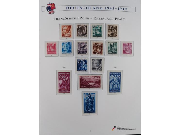 1945/53, ungebrauchte und postfrische Sammlung Zonen mit besseren und kpl. Ausgaben. Dabei u.a. Frz. Zone in den Hauptnummern