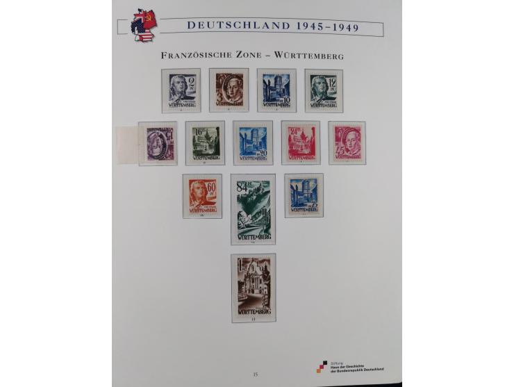 1945/53, ungebrauchte und postfrische Sammlung Zonen mit besseren und kpl. Ausgaben. Dabei u.a. Frz. Zone in den Hauptnummern