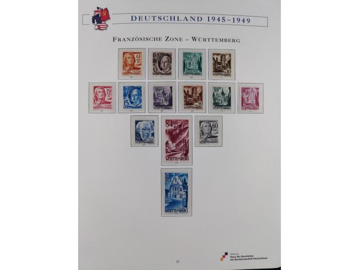 1945/53, ungebrauchte und postfrische Sammlung Zonen mit besseren und kpl. Ausgaben. Dabei u.a. Frz. Zone in den Hauptnummern