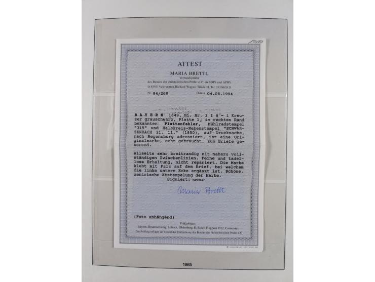 1849/1920, meist gestempelte Sammlung und 18 Briefe und Karten, ab Mi.-Nr. 1Ia, 1Ia PF X, 1IIa (2), 1Ia PF VII auf Brief, 3-7