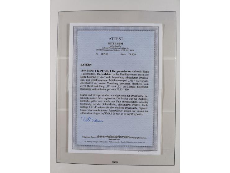 1849/1920, meist gestempelte Sammlung und 18 Briefe und Karten, ab Mi.-Nr. 1Ia, 1Ia PF X, 1IIa (2), 1Ia PF VII auf Brief, 3-7