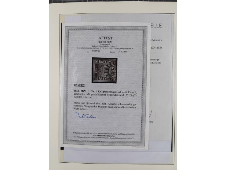 1849/1920, meist gestempelte Sammlung und 18 Briefe und Karten, ab Mi.-Nr. 1Ia, 1Ia PF X, 1IIa (2), 1Ia PF VII auf Brief, 3-7