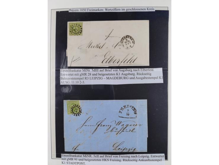 1849/1920, meist gestempelte Sammlung und 18 Briefe und Karten, ab Mi.-Nr. 1Ia, 1Ia PF X, 1IIa (2), 1Ia PF VII auf Brief, 3-7