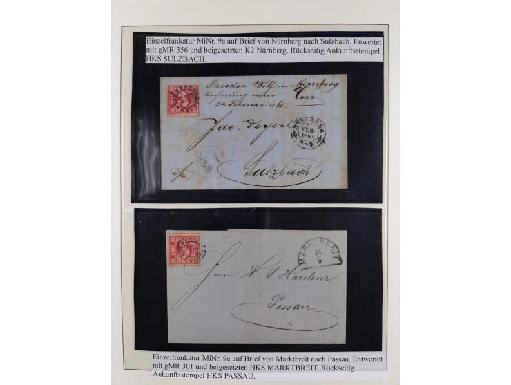 1849/1920, meist gestempelte Sammlung und 18 Briefe und Karten, ab Mi.-Nr. 1Ia, 1Ia PF X, 1IIa (2), 1Ia PF VII auf Brief, 3-7