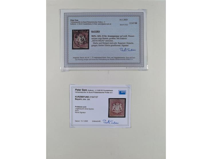 1849/1920, meist gestempelte Sammlung und 18 Briefe und Karten, ab Mi.-Nr. 1Ia, 1Ia PF X, 1IIa (2), 1Ia PF VII auf Brief, 3-7