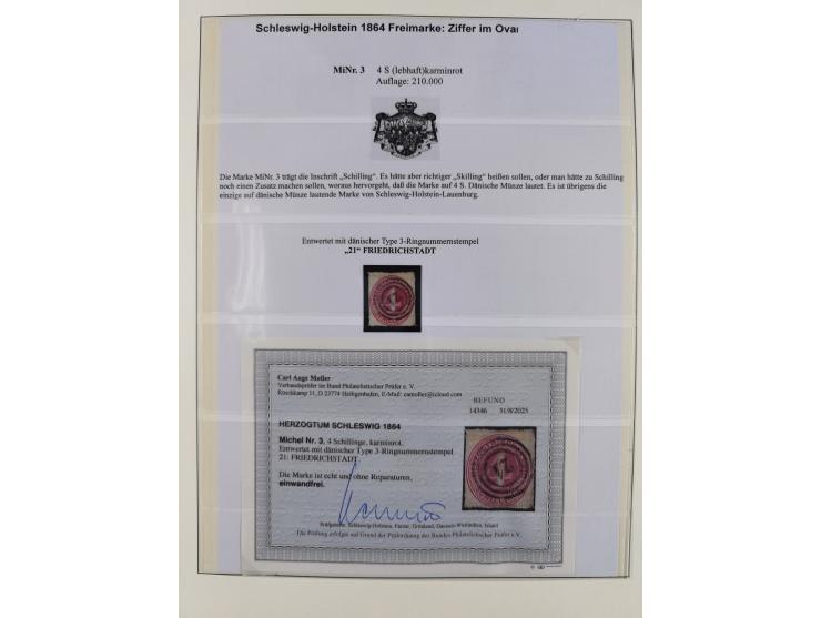 1850/66, reichhaltige gestempelte Sammlung und 26 Briefe und Posteinlieferungsscheine, dabei Mi.-Nr. 1a und 2b gestempelt, 1a