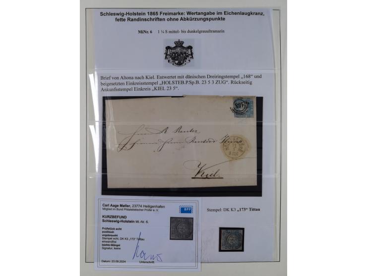 1850/66, reichhaltige gestempelte Sammlung und 26 Briefe und Posteinlieferungsscheine, dabei Mi.-Nr. 1a und 2b gestempelt, 1a