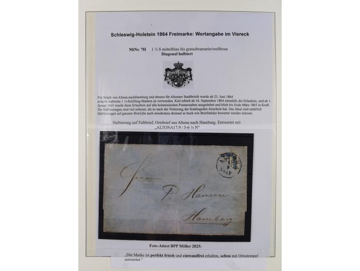1850/66, reichhaltige gestempelte Sammlung und 26 Briefe und Posteinlieferungsscheine, dabei Mi.-Nr. 1a und 2b gestempelt, 1a