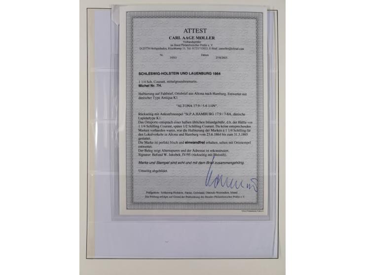 1850/66, reichhaltige gestempelte Sammlung und 26 Briefe und Posteinlieferungsscheine, dabei Mi.-Nr. 1a und 2b gestempelt, 1a