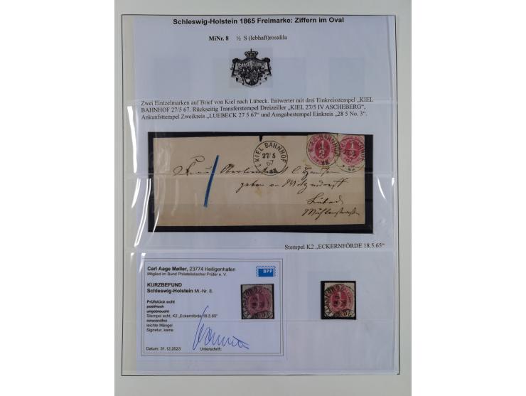 1850/66, reichhaltige gestempelte Sammlung und 26 Briefe und Posteinlieferungsscheine, dabei Mi.-Nr. 1a und 2b gestempelt, 1a