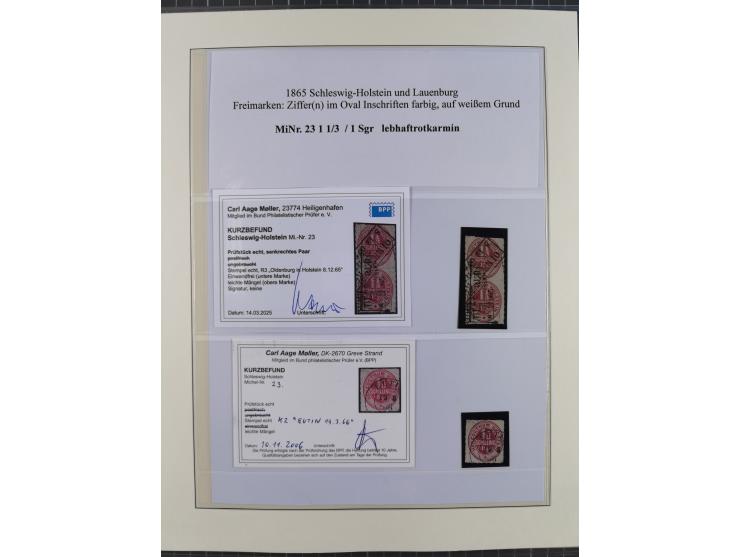 1850/66, reichhaltige gestempelte Sammlung und 26 Briefe und Posteinlieferungsscheine, dabei Mi.-Nr. 1a und 2b gestempelt, 1a