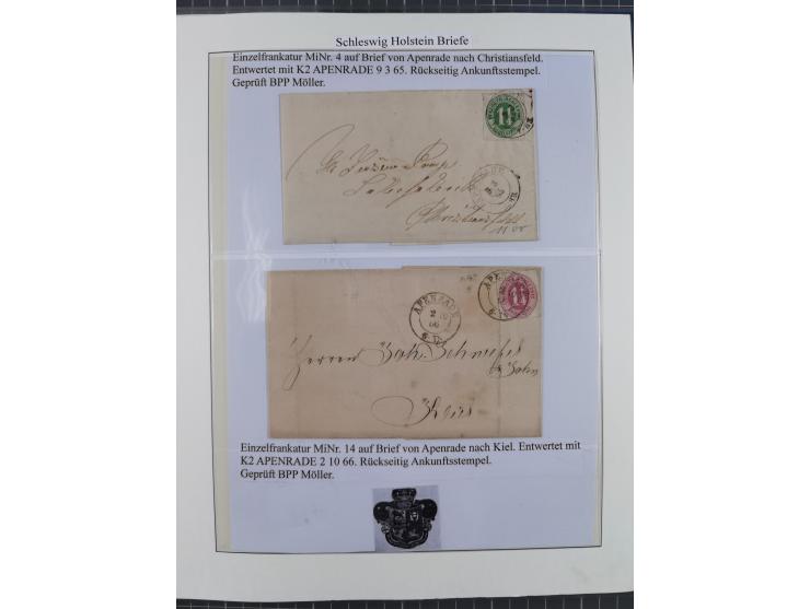 1850/66, reichhaltige gestempelte Sammlung und 26 Briefe und Posteinlieferungsscheine, dabei Mi.-Nr. 1a und 2b gestempelt, 1a