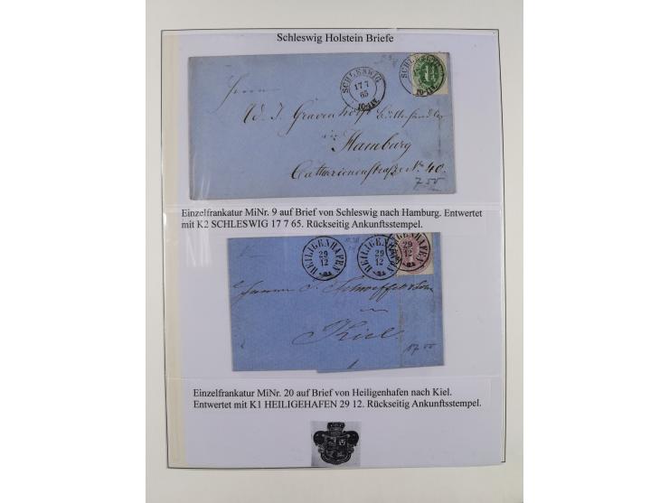 1850/66, reichhaltige gestempelte Sammlung und 26 Briefe und Posteinlieferungsscheine, dabei Mi.-Nr. 1a und 2b gestempelt, 1a