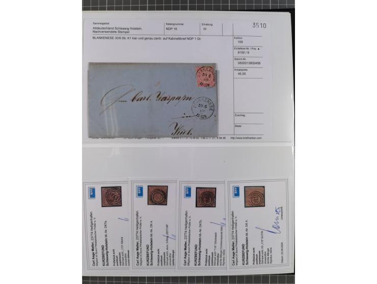1850/66, reichhaltige gestempelte Sammlung und 26 Briefe und Posteinlieferungsscheine, dabei Mi.-Nr. 1a und 2b gestempelt, 1a