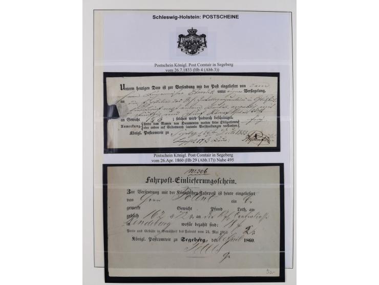 1850/66, reichhaltige gestempelte Sammlung und 26 Briefe und Posteinlieferungsscheine, dabei Mi.-Nr. 1a und 2b gestempelt, 1a