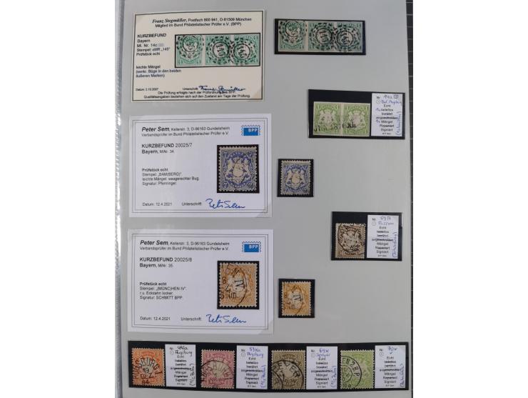 1849/70 (ca.), meist gestempelte kleine Partie im Ordner, überwiegend Bayern mit u.a. 1 IIa, 4 I/III, 8II, Wappen-Brief in di