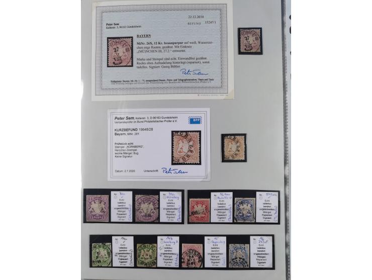 1849/70 (ca.), meist gestempelte kleine Partie im Ordner, überwiegend Bayern mit u.a. 1 IIa, 4 I/III, 8II, Wappen-Brief in di