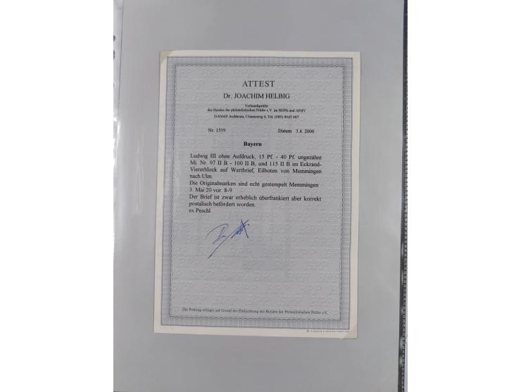 1849/70 (ca.), meist gestempelte kleine Partie im Ordner, überwiegend Bayern mit u.a. 1 IIa, 4 I/III, 8II, Wappen-Brief in di