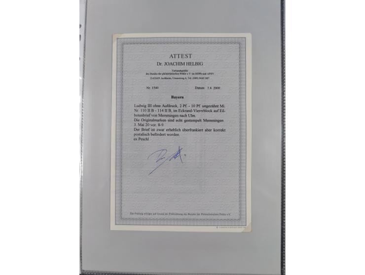 1849/70 (ca.), meist gestempelte kleine Partie im Ordner, überwiegend Bayern mit u.a. 1 IIa, 4 I/III, 8II, Wappen-Brief in di