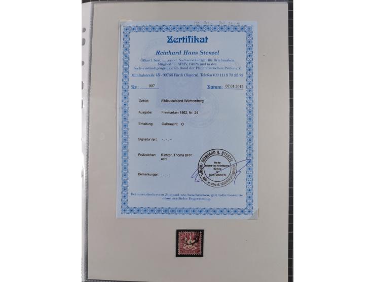 1849/70 (ca.), meist gestempelte kleine Partie im Ordner, überwiegend Bayern mit u.a. 1 IIa, 4 I/III, 8II, Wappen-Brief in di