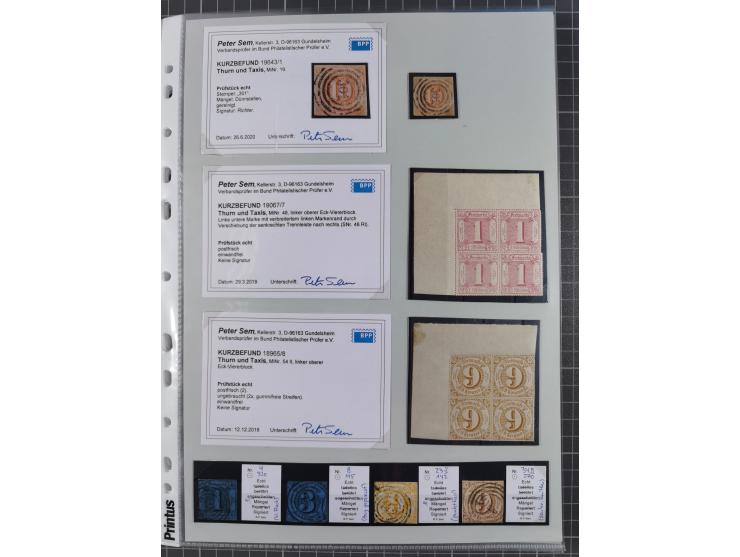 1849/70 (ca.), meist gestempelte kleine Partie im Ordner, überwiegend Bayern mit u.a. 1 IIa, 4 I/III, 8II, Wappen-Brief in di