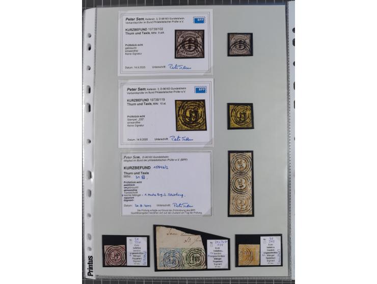 1849/70 (ca.), meist gestempelte kleine Partie im Ordner, überwiegend Bayern mit u.a. 1 IIa, 4 I/III, 8II, Wappen-Brief in di