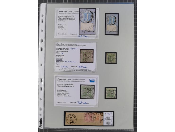 1849/70 (ca.), meist gestempelte kleine Partie im Ordner, überwiegend Bayern mit u.a. 1 IIa, 4 I/III, 8II, Wappen-Brief in di