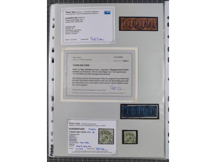 1849/70 (ca.), meist gestempelte kleine Partie im Ordner, überwiegend Bayern mit u.a. 1 IIa, 4 I/III, 8II, Wappen-Brief in di