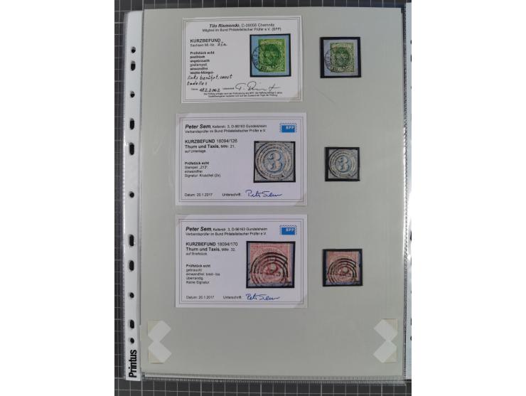 1849/70 (ca.), meist gestempelte kleine Partie im Ordner, überwiegend Bayern mit u.a. 1 IIa, 4 I/III, 8II, Wappen-Brief in di