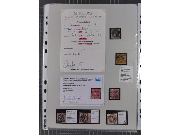 1849/70 (ca.), meist gestempelte kleine Partie im Ordner, überwiegend Bayern mit u.a. 1 IIa, 4 I/III, 8II, Wappen-Brief in di