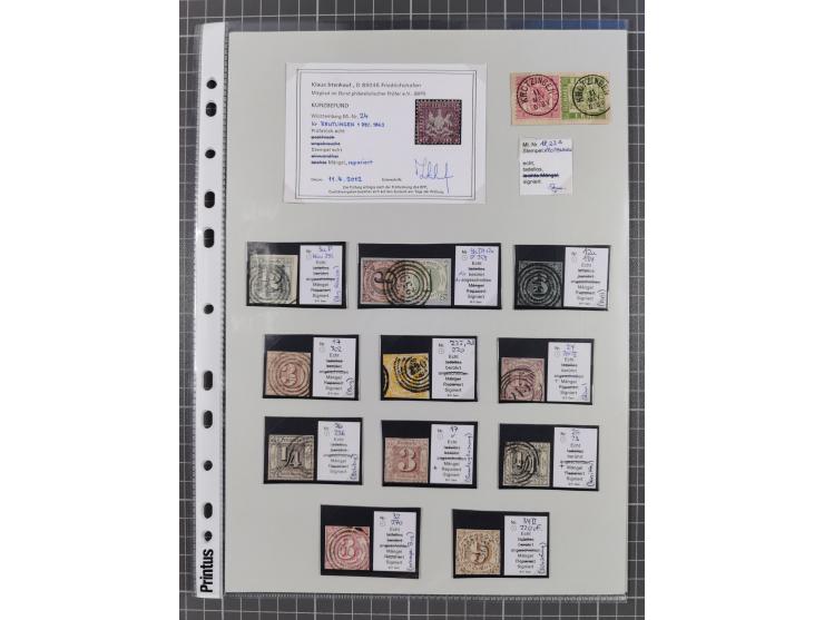 1849/70 (ca.), meist gestempelte kleine Partie im Ordner, überwiegend Bayern mit u.a. 1 IIa, 4 I/III, 8II, Wappen-Brief in di