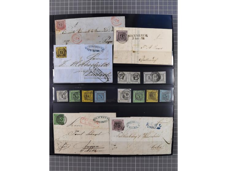 1849/70 (ca.), ungebrauchte und gestempelte reichhaltige Partie im Steckalbum, dabei viele bessere Werte, schöne Briefstücke 