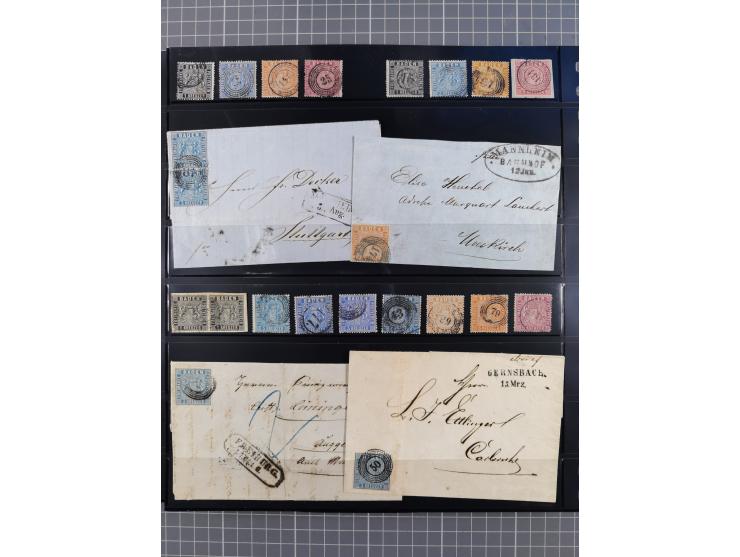 1849/70 (ca.), ungebrauchte und gestempelte reichhaltige Partie im Steckalbum, dabei viele bessere Werte, schöne Briefstücke 