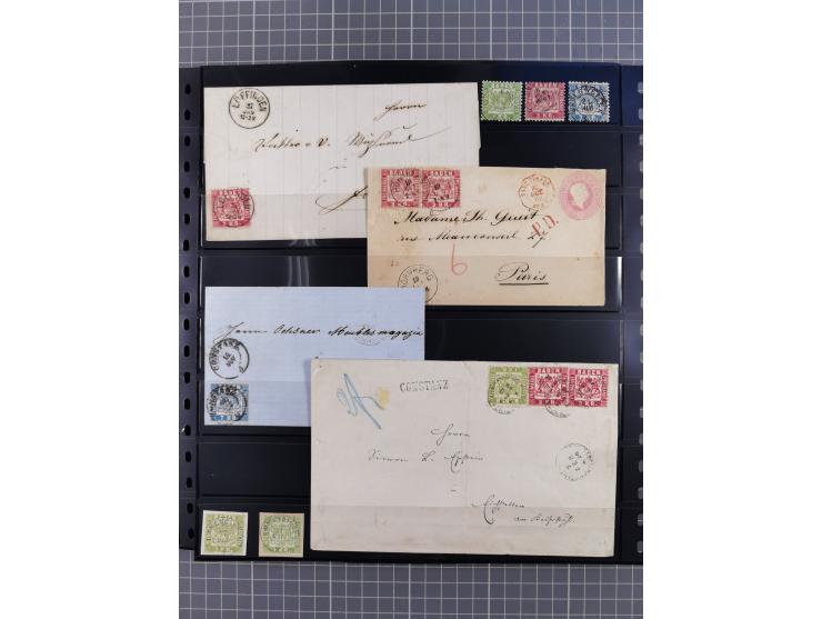 1849/70 (ca.), ungebrauchte und gestempelte reichhaltige Partie im Steckalbum, dabei viele bessere Werte, schöne Briefstücke 