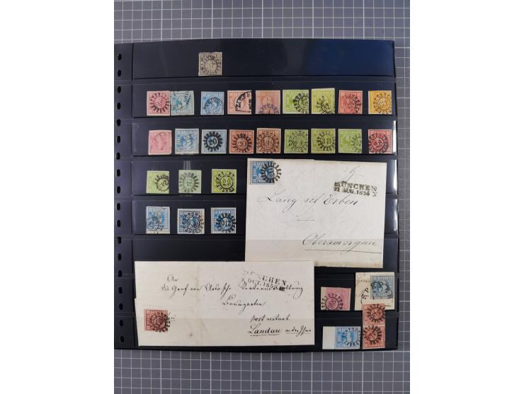 1849/70 (ca.), ungebrauchte und gestempelte reichhaltige Partie im Steckalbum, dabei viele bessere Werte, schöne Briefstücke 