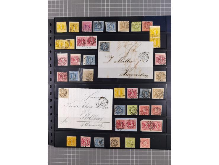 1849/70 (ca.), ungebrauchte und gestempelte reichhaltige Partie im Steckalbum, dabei viele bessere Werte, schöne Briefstücke 